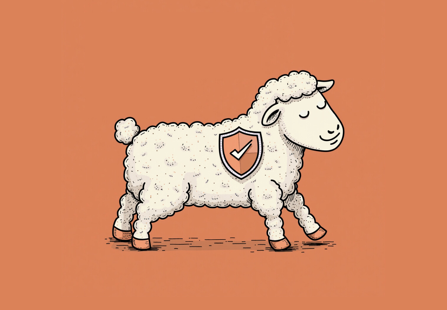 sheep with a cyber security shield on wool