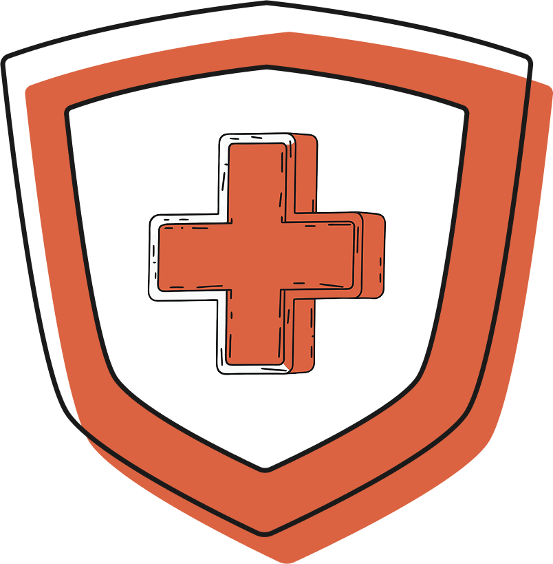 shield with health cross inside